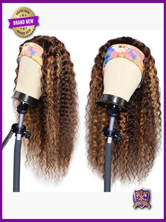18 Inch Human Hair Headband Wig Glueless Deep Wave 150% Density